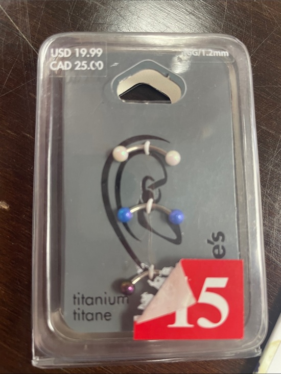 Claire's Jewelry - Claire's Titanium Ear Piercing Rings with White, Blue, and Purple Beads